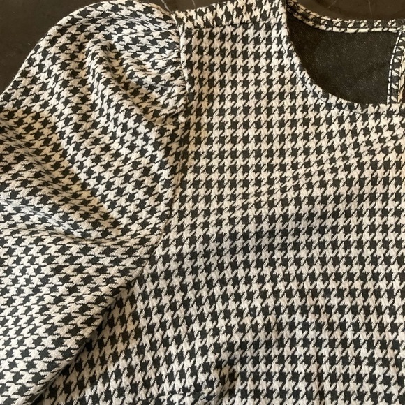LOFT Womens Black and White Houndstooth Puff
Sleeve Mini Dress Preppy Minimalist - Picture 6 of 11